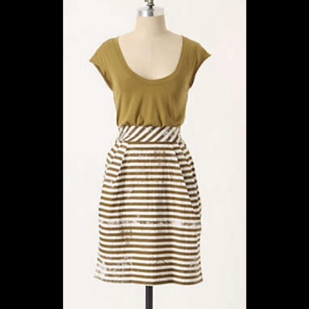 Anthropologie Little Yellow Button Dress